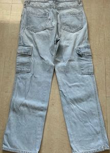 Zara light wash denim cargo