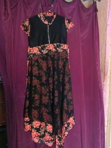 Floral Print Kurta with Zipper Detail