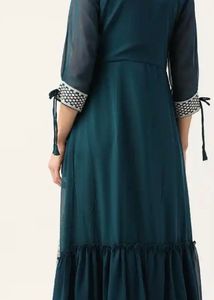teal green georgette sequins embroidered part wear