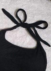 Black Padded Halter Neck Tank Top