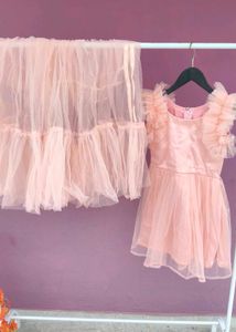 Adorable Pink Tulle Ruffle Dress two in one