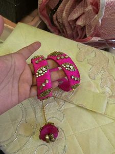 2 Vibrant Pink Silk Thread Bangles