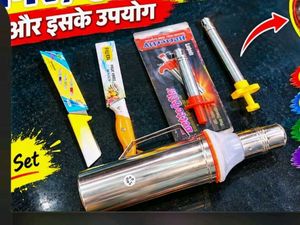 3 set 1 oil bottle & 2 lighter & two knief