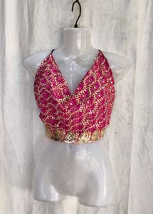 610. Sparkling Halter Neck Crop Top