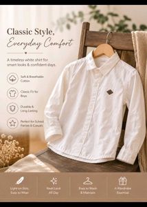 Boy's Classic White Long Sleeve Shirt