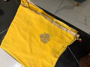 Vibrant Yellow Embellished Saree