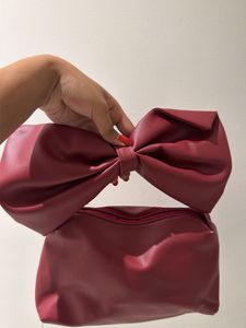 Chic Burgundy Bow Detail Clutch