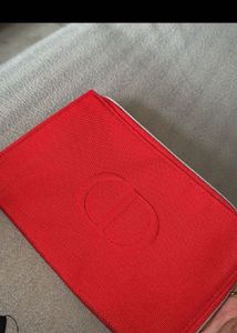 dior Red Clutch with Embossed Logo