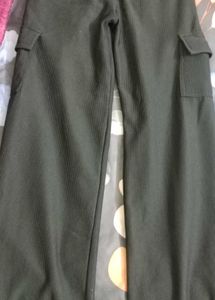 Black Ribbed Cargo Pants