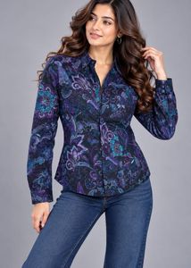 Paisley Print Zipper Jacket