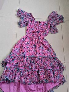 Pink Floral Ruffle Dress