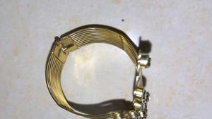 Elegant Gold Cuff Bracelet with Crystals