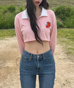 Strawberry Polo Crop Top