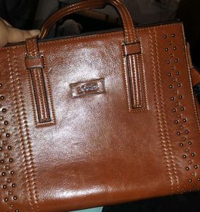 Stylish Brown Handbag with Studs