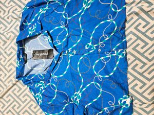 Blue Abstract Print Boxy Shirt