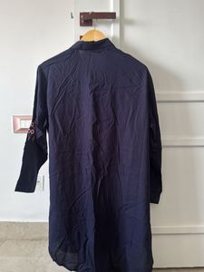 Navy Blue Embroidered Kurta