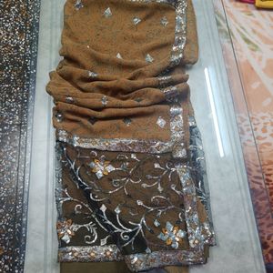 sequin work saree