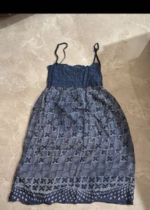 Blue Print Spaghetti Strap Dress
