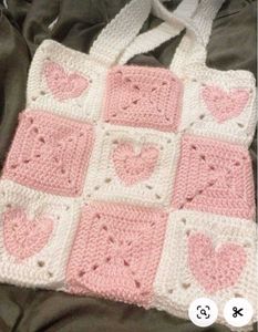 Crochet Heart Tote Bag