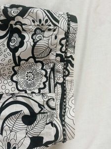 vintage black floral print midi skirt