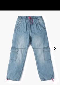 washed denim cargo jeans