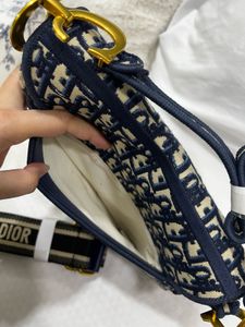 Dior Saddle Bag - Navy Oblique Canvas