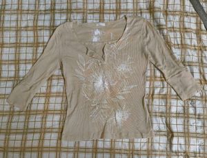 Women's Beige Floral Print Top