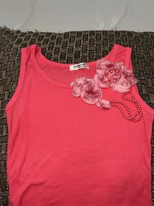 Cute Pink Floral Embellished Tank Top 💕
