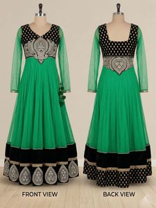 Stunning Green & Black Anarkali Gown