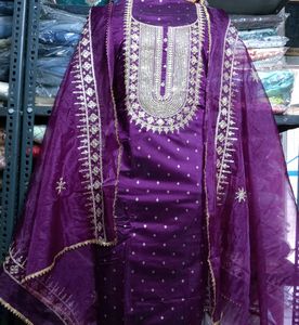 Unstitched Chanderi Silk Suit