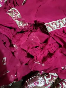 Embroidered Red Sharara Pants