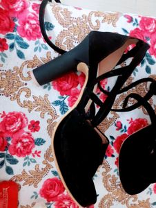 Black Ankle Wrap Heels New