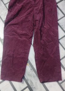 Burgundy Corduroy Wide-Leg Pants