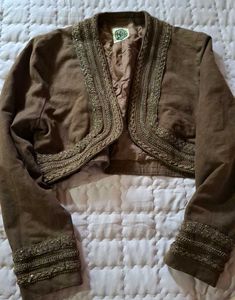 Embellished Brown Cropped Jacket