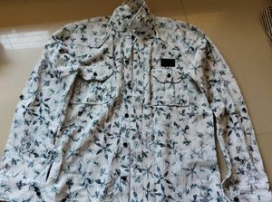 Boys White Floral Print Button-Up Shirt