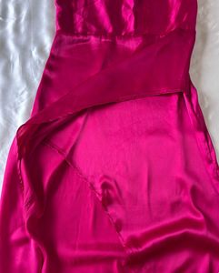 MISH Magenta Pink Satin Maxi Slit Dress