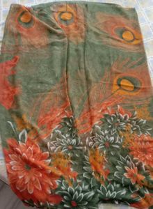 Vibrant Peacock & Floral Print saree