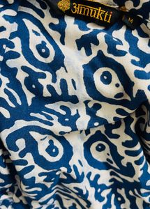 Stylish Blue &amp; White Printed Akruti Kurta