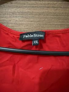 Red Square Neck Top