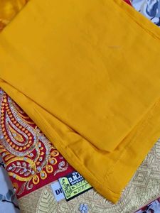 NEW Yellow and Red Saree + PETICOT FREE