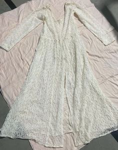 Full Elegant White Lace Dress