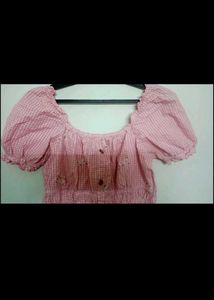 Puff sleeves pink charming frock