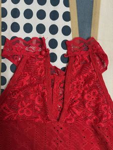Red Lace Halter Neck Top