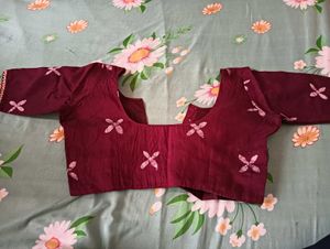 Maroon saree Ethnic Blouse