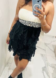 Chic Black & White Party Dress
