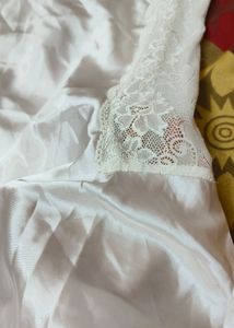 New With Tag White Satin And Net Nighty