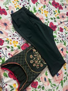 Elegant Green Kurta Set with Gold Embroidery