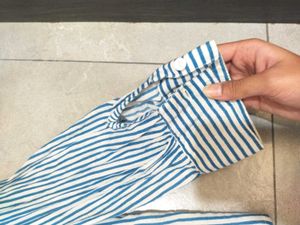 Women Classic Oversized Striped Button-Down Shirt