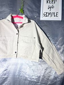 Beige Cropped denim  Jacket