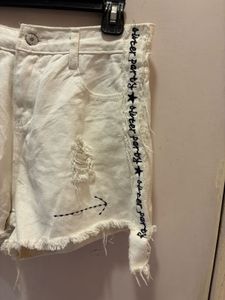 Gothic White Distressed Denim Shorts